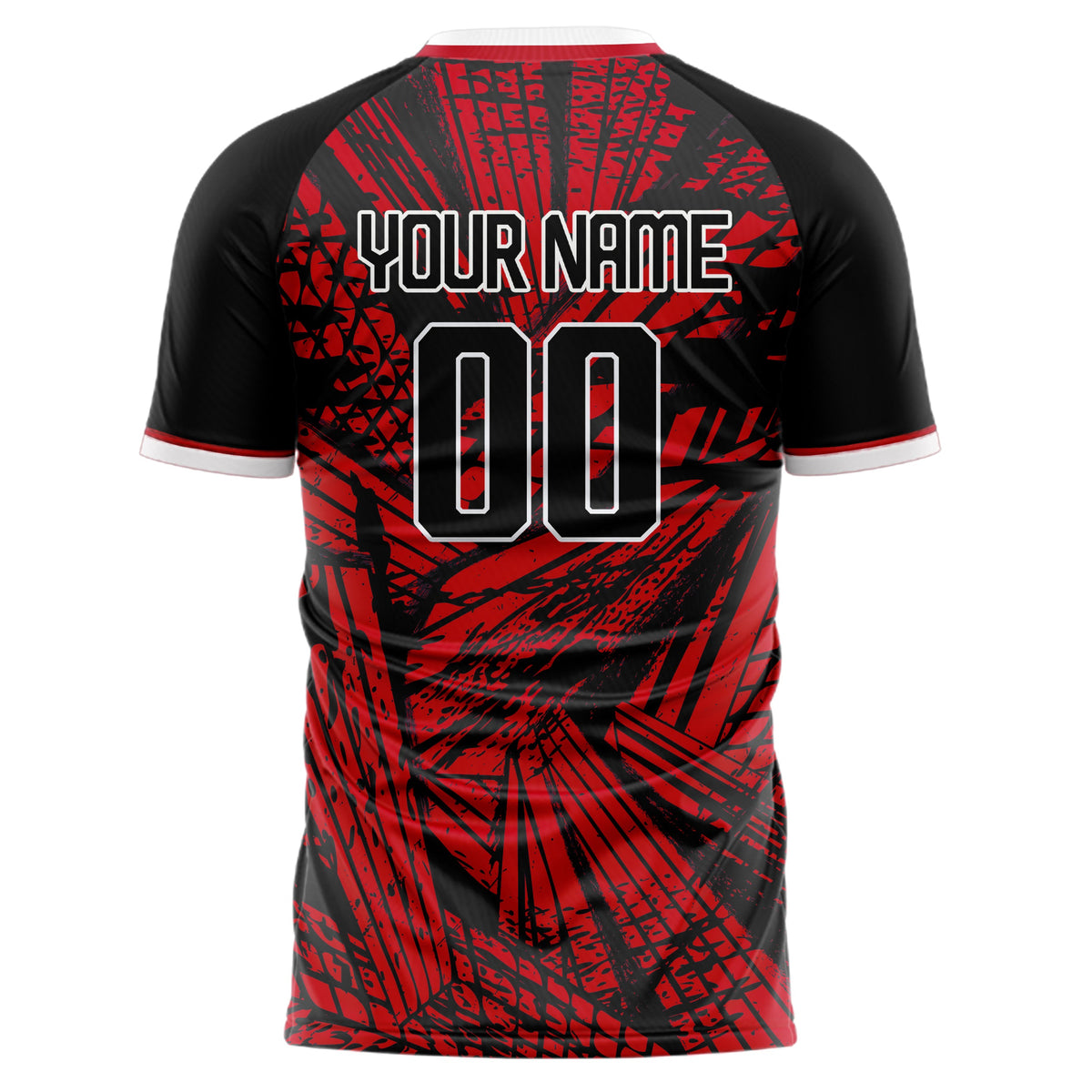 Custom Red Black Pattern Soccer Jersey