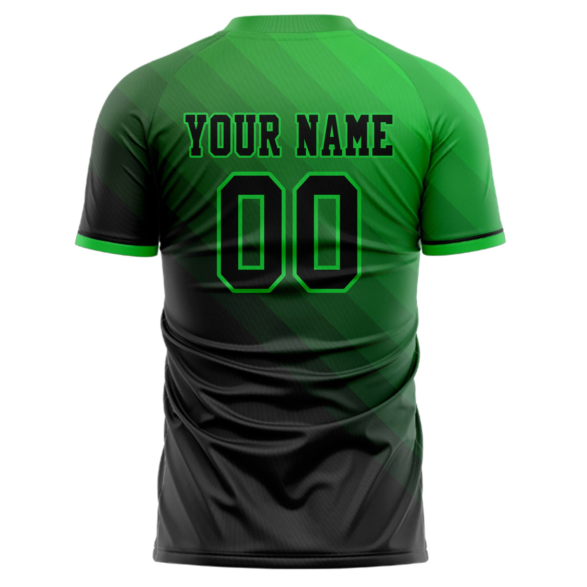 Custom Black Green Pattern Soccer Jersey