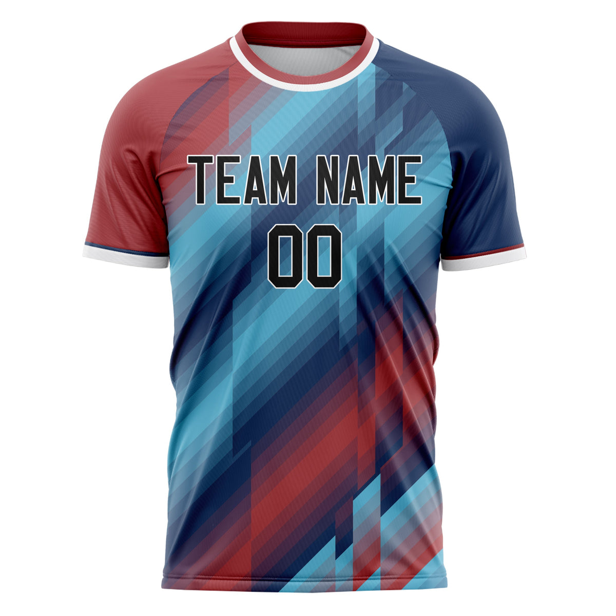 Custom Navy Red Pattern Soccer Jersey