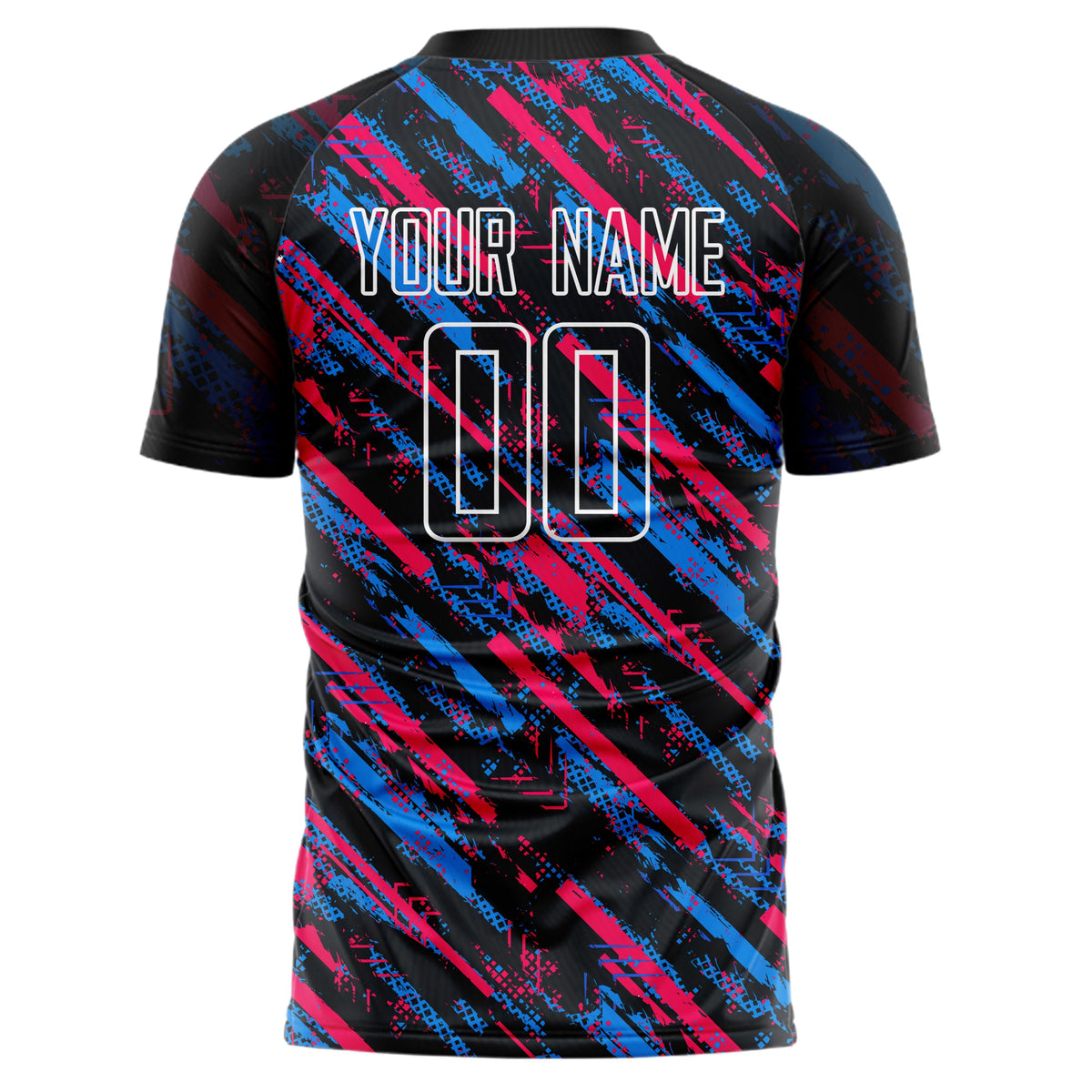 Custom Black Pink Pattern Soccer Jersey