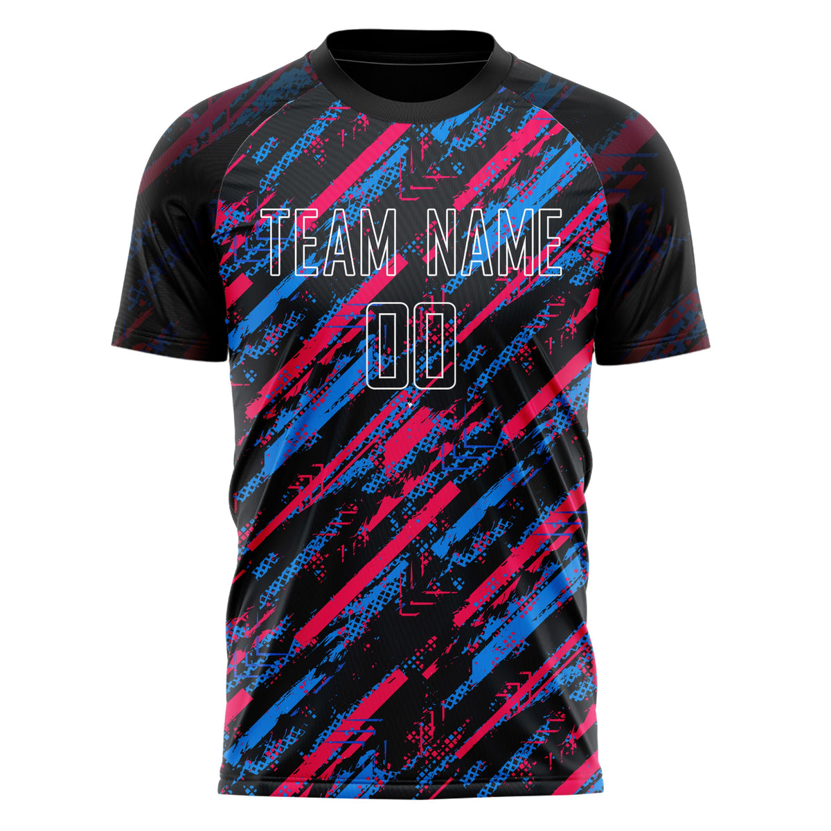 Custom Black Pink Pattern Soccer Jersey