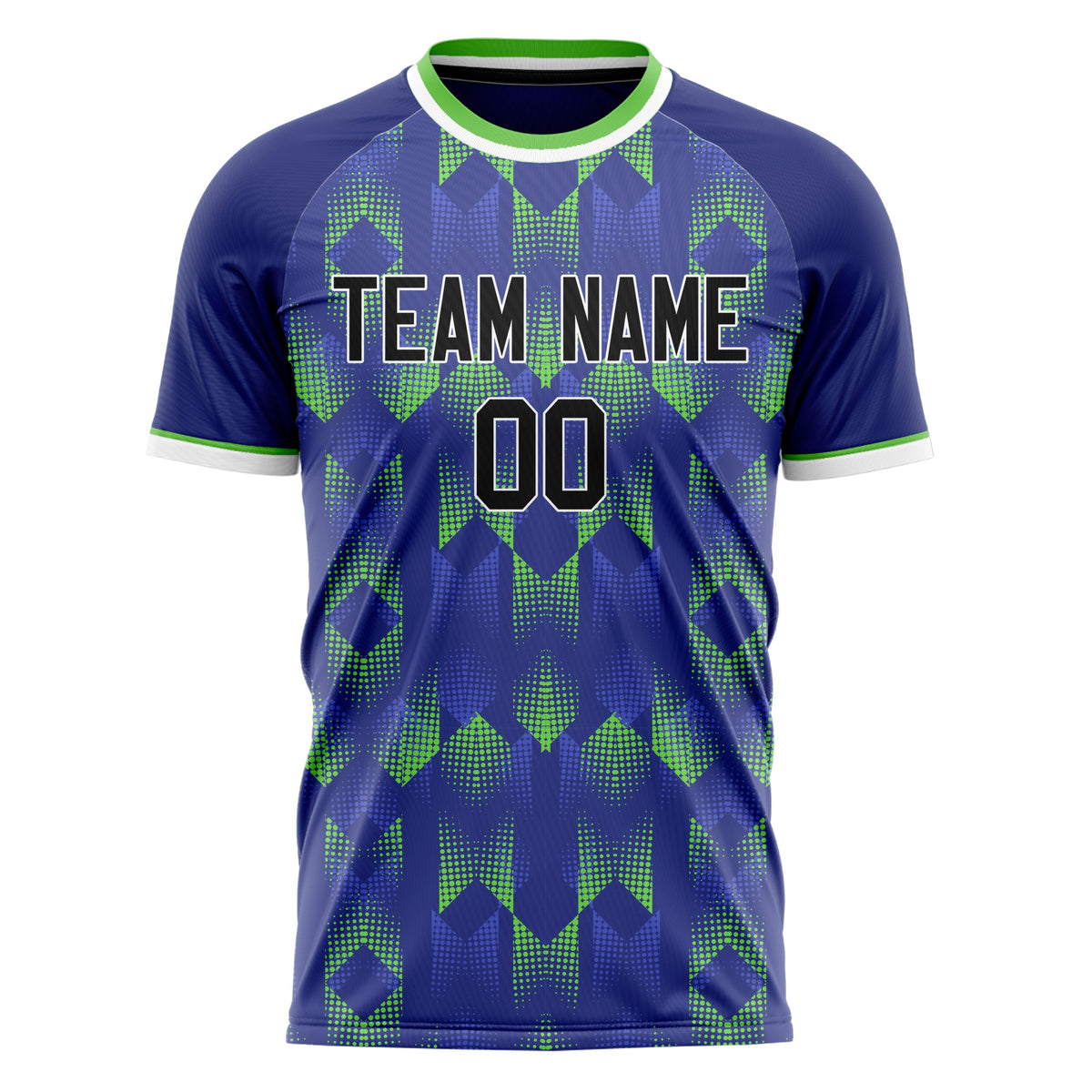 Custom Purple Green Pattern Soccer Jersey