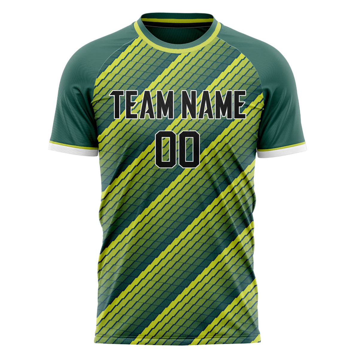 Custom Green Yellow Pattern Soccer Jersey