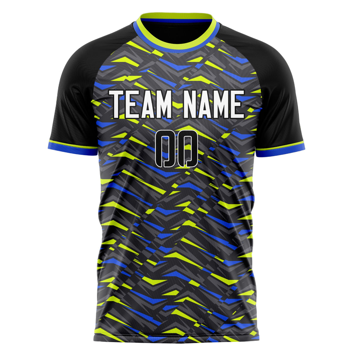 Custom Black Yellow Pattern Soccer Jersey