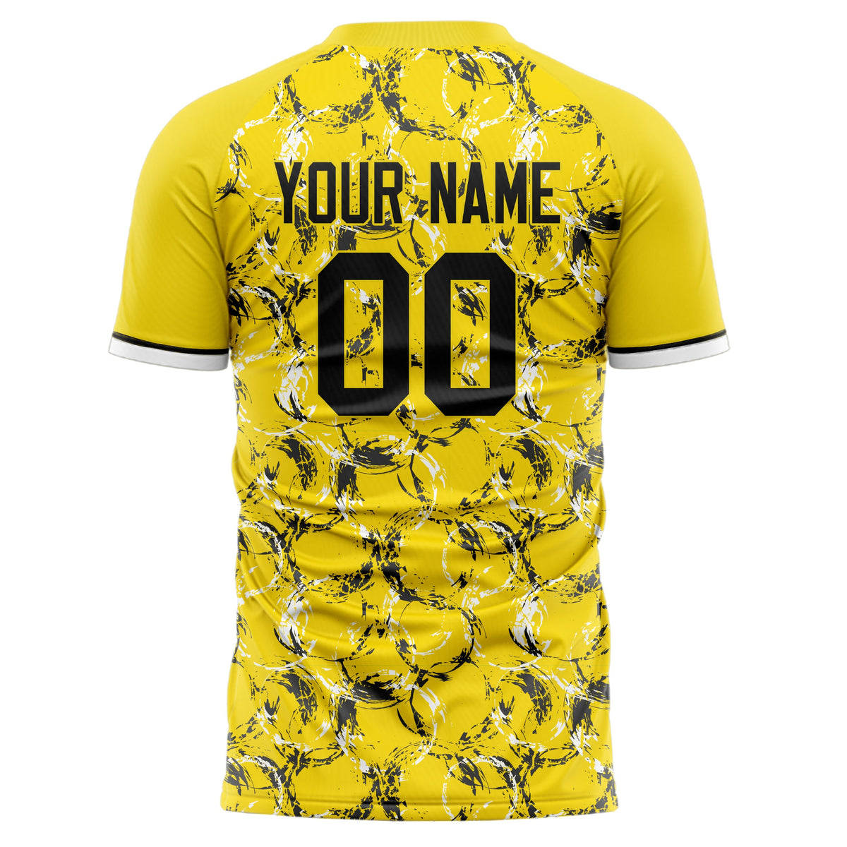 Custom Yellow Black Pattern Soccer Jersey