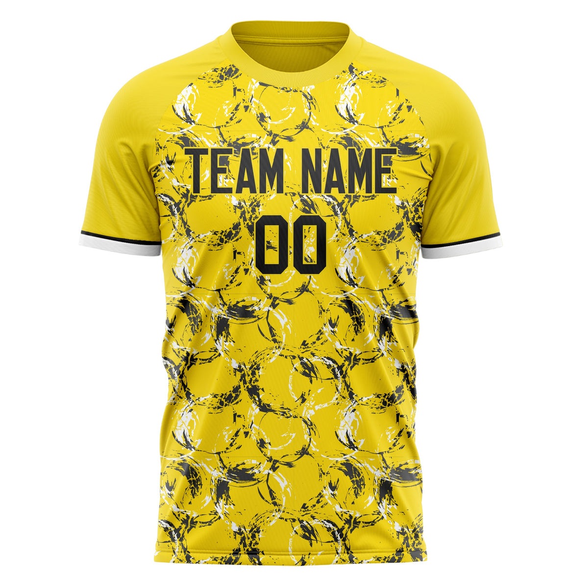 Custom Yellow Black Pattern Soccer Jersey