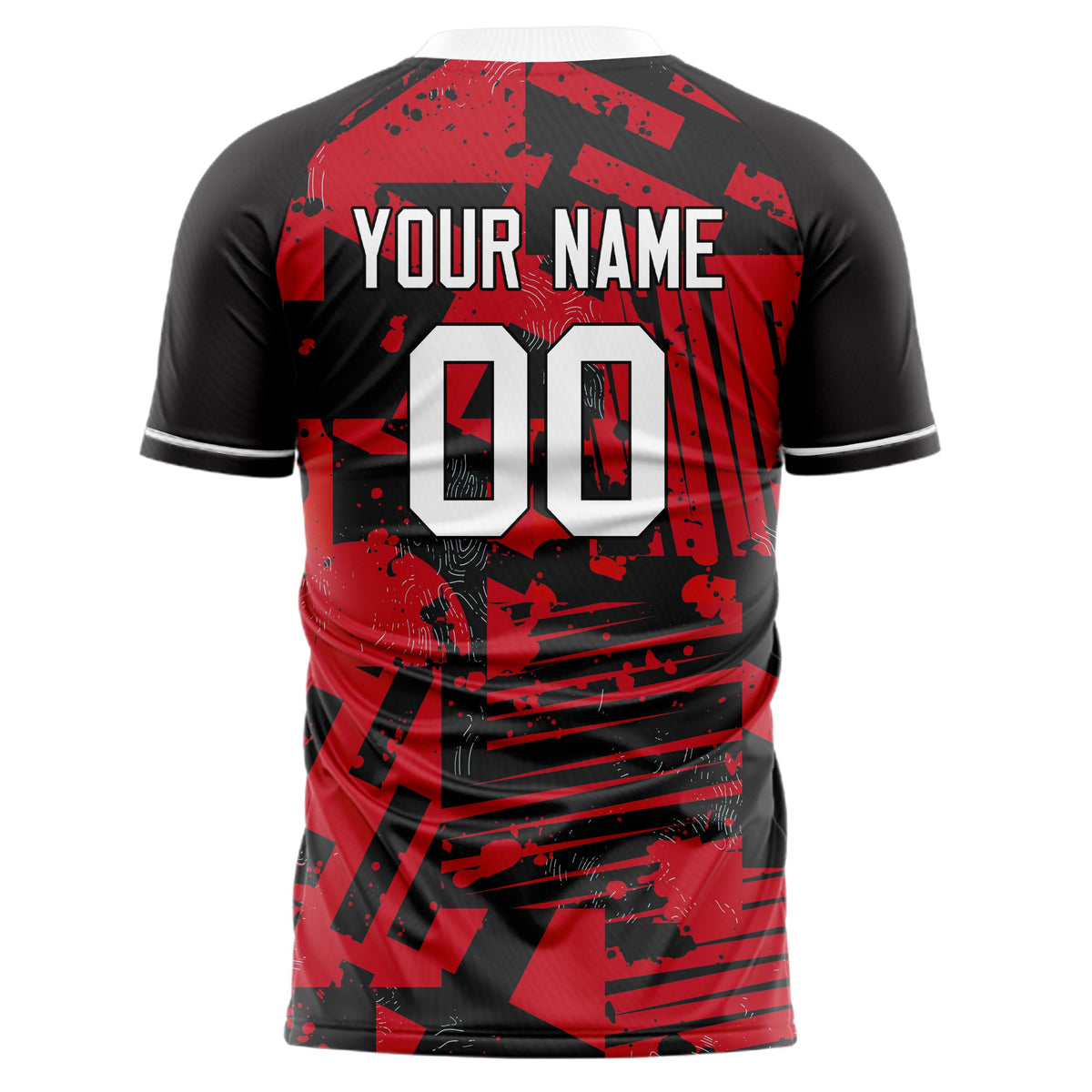 Custom Red Black Pattern Soccer Jersey