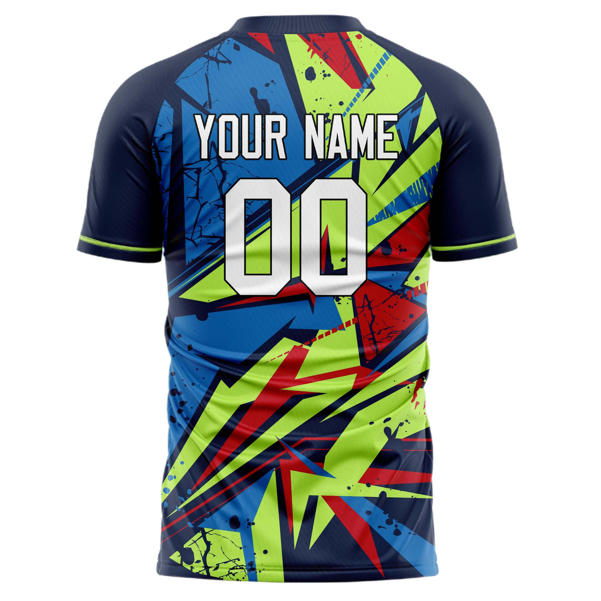 Custom Navy Green Pattern Soccer Jersey