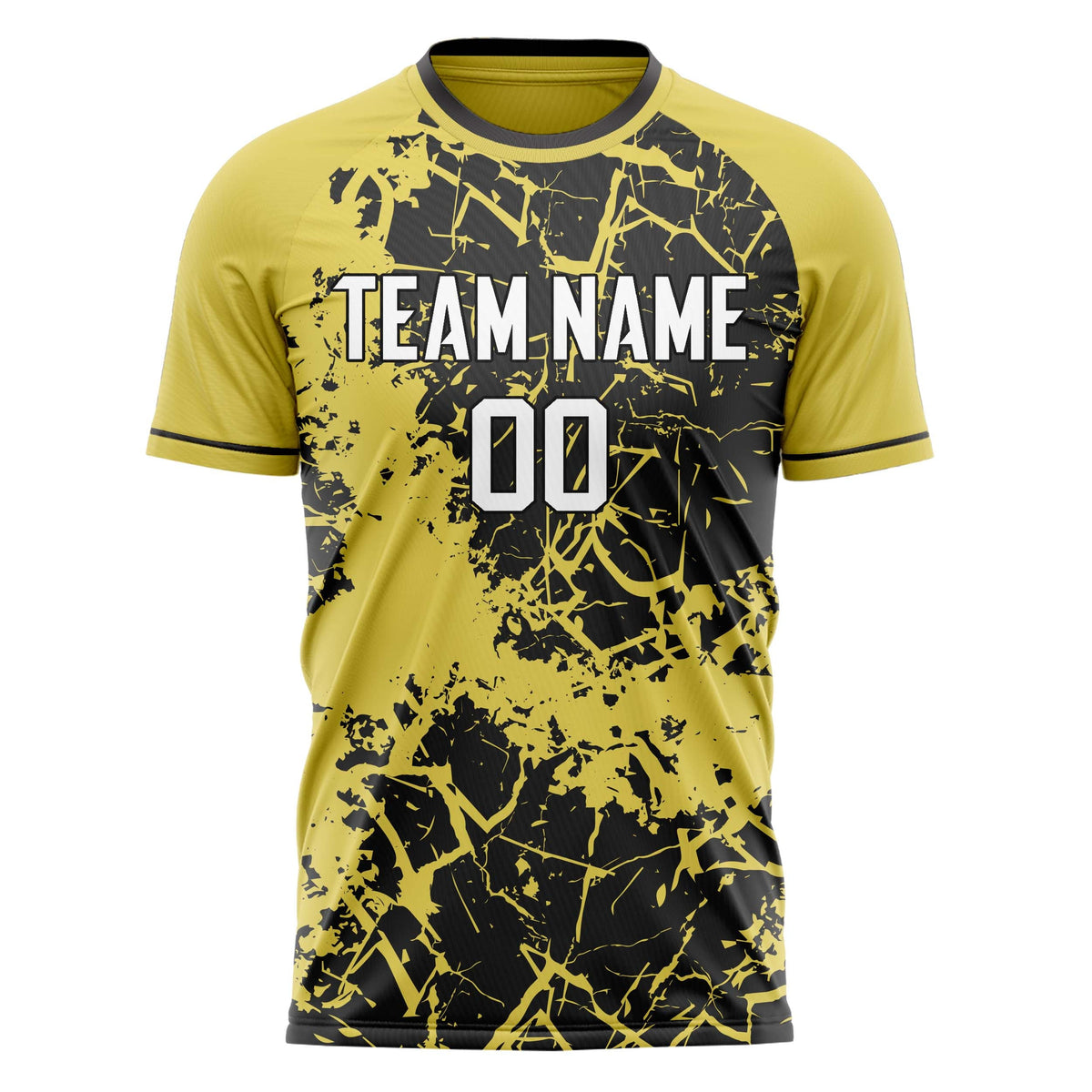 Custom Yellow Black Pattern Soccer Jersey