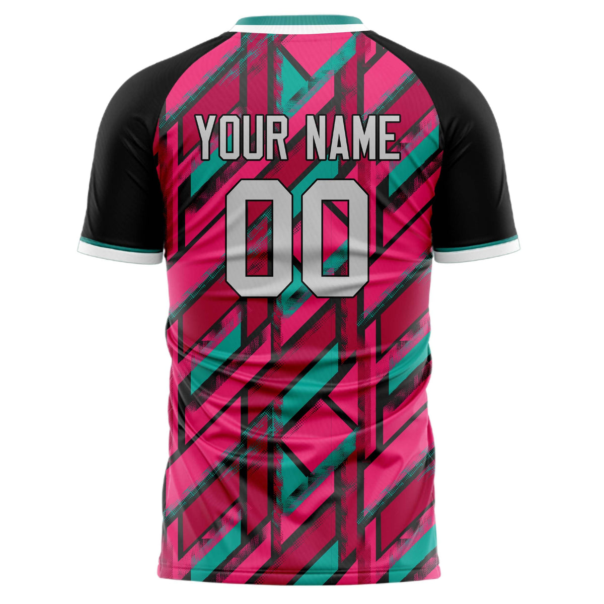 Custom Pink Black Pattern Soccer Jersey