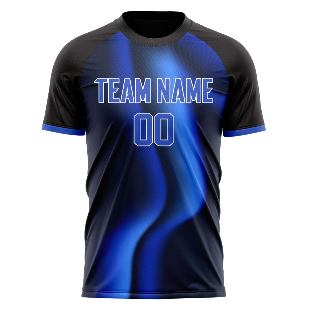 Custom Black Blue Pattern Soccer Jersey