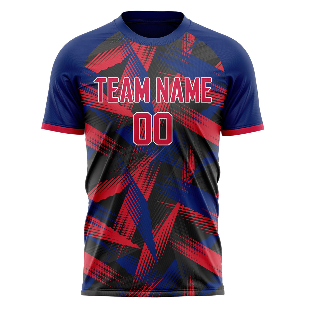 Custom Red Black Pattern Soccer Jersey