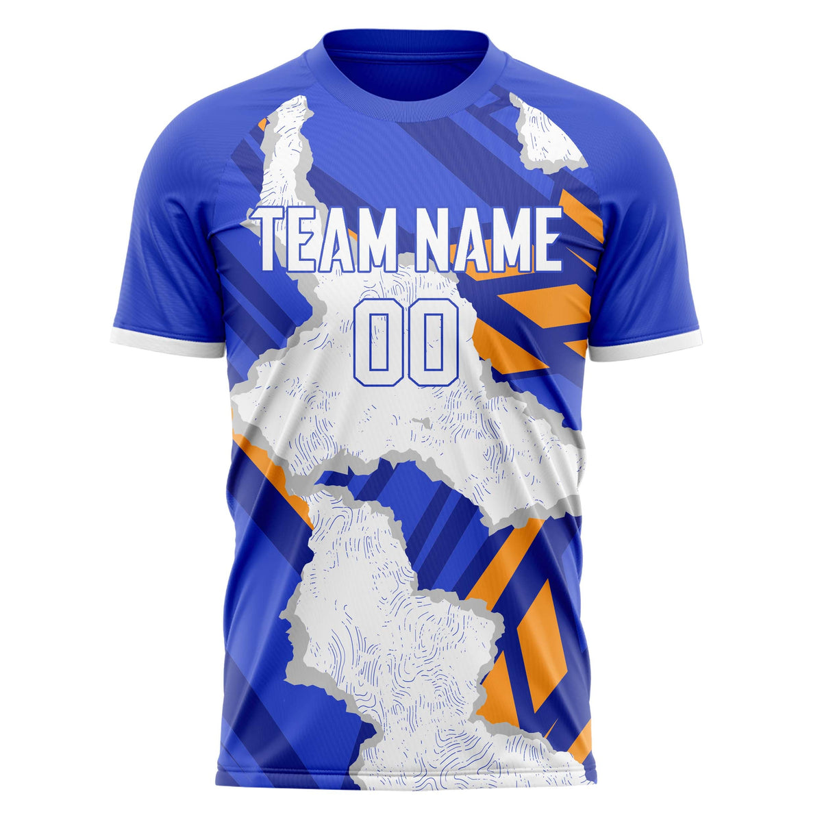 Custom White Blue Pattern Soccer Jersey