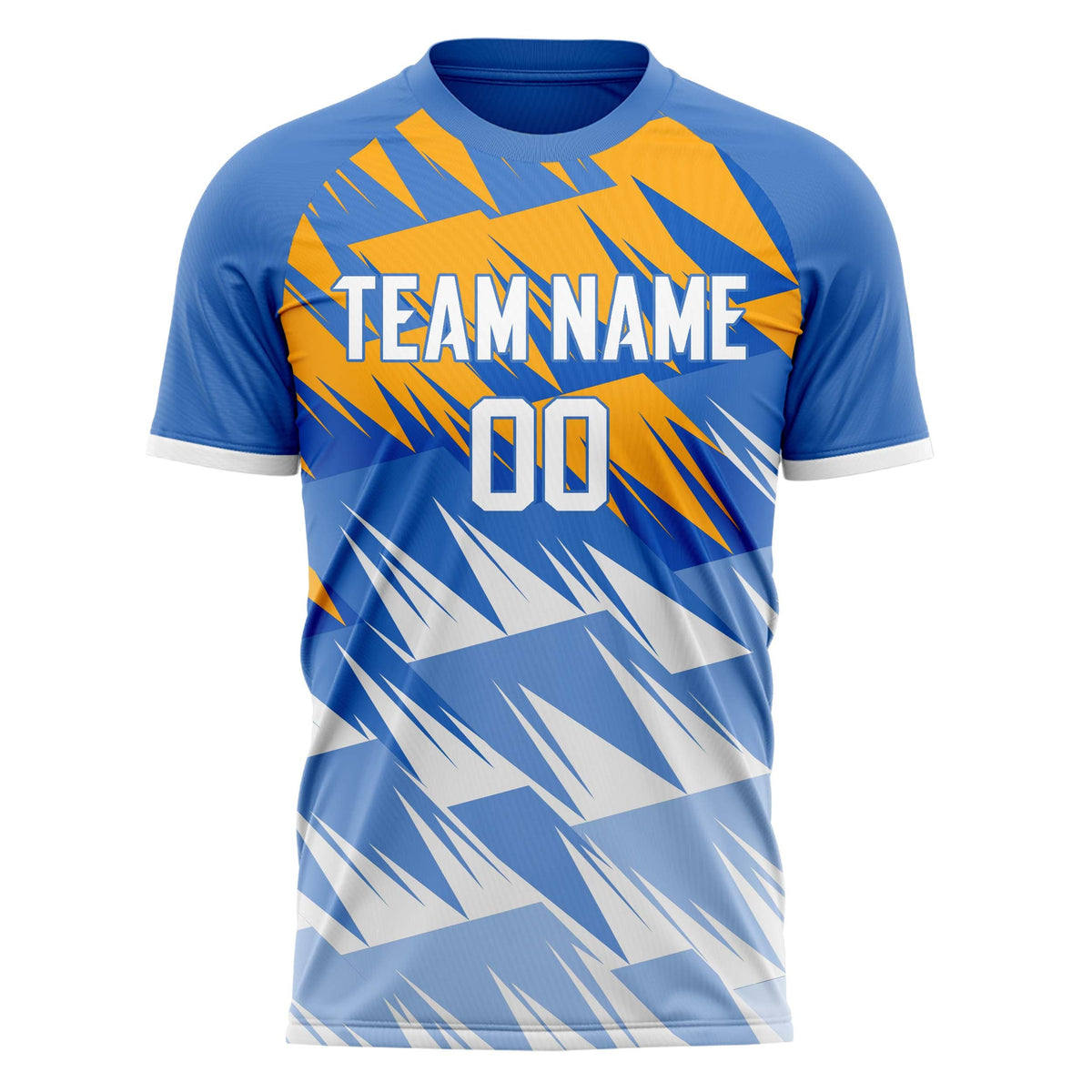 Custom Blue White Pattern Soccer Jersey