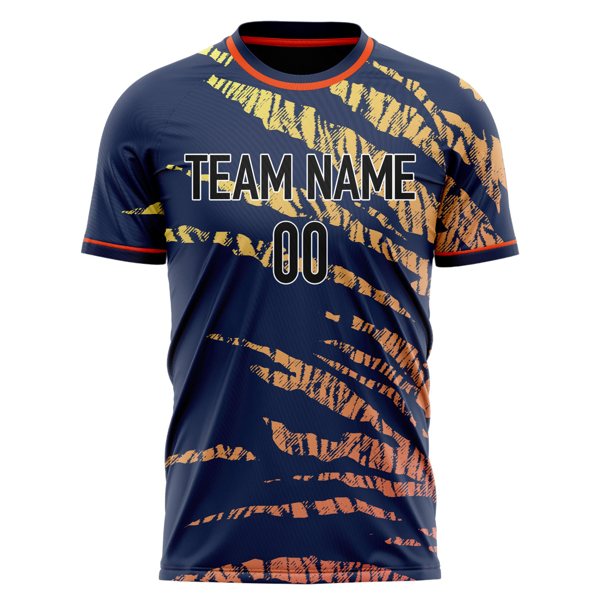 Custom Navy Red Pattern Soccer Jersey