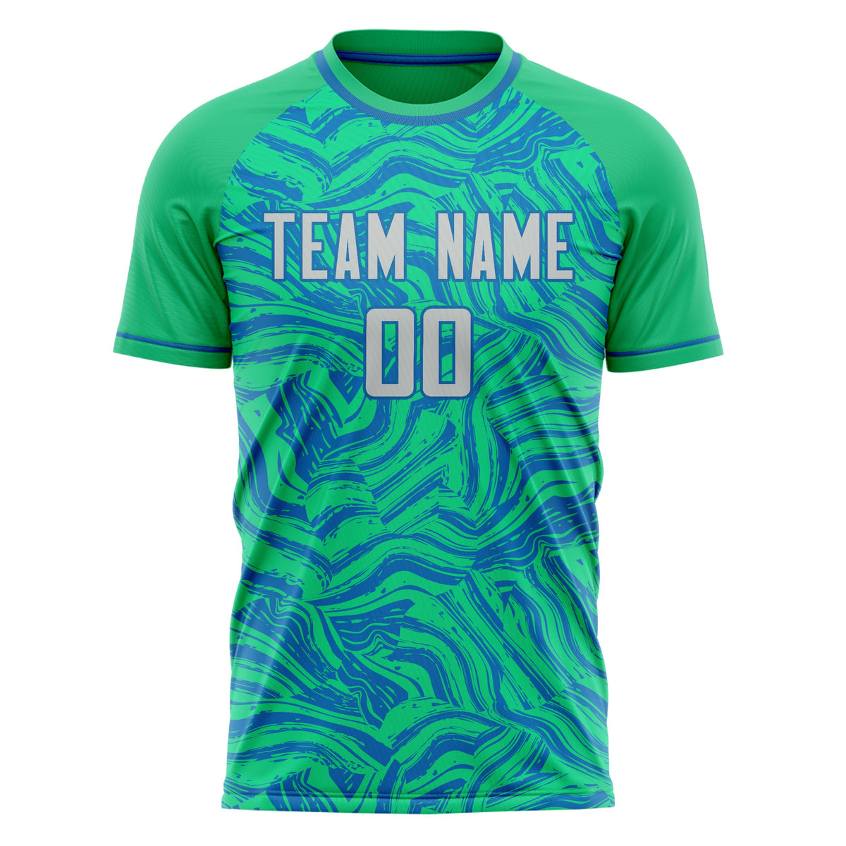 Custom Teal Blue Pattern Soccer Jersey