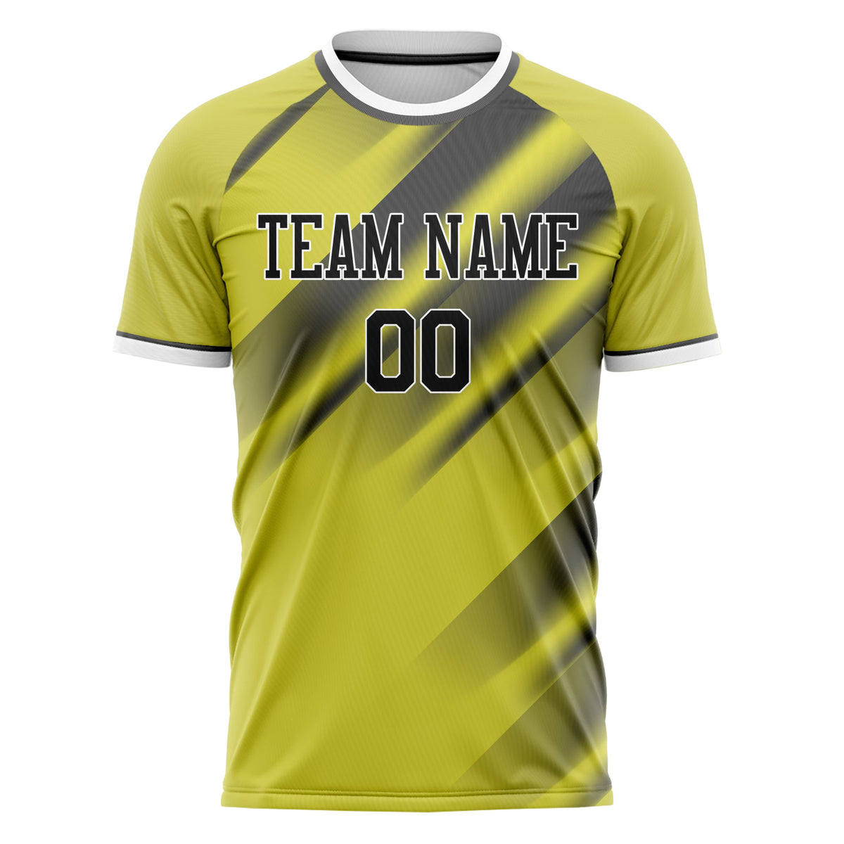 Custom Yellow Gray Pattern Soccer Jersey