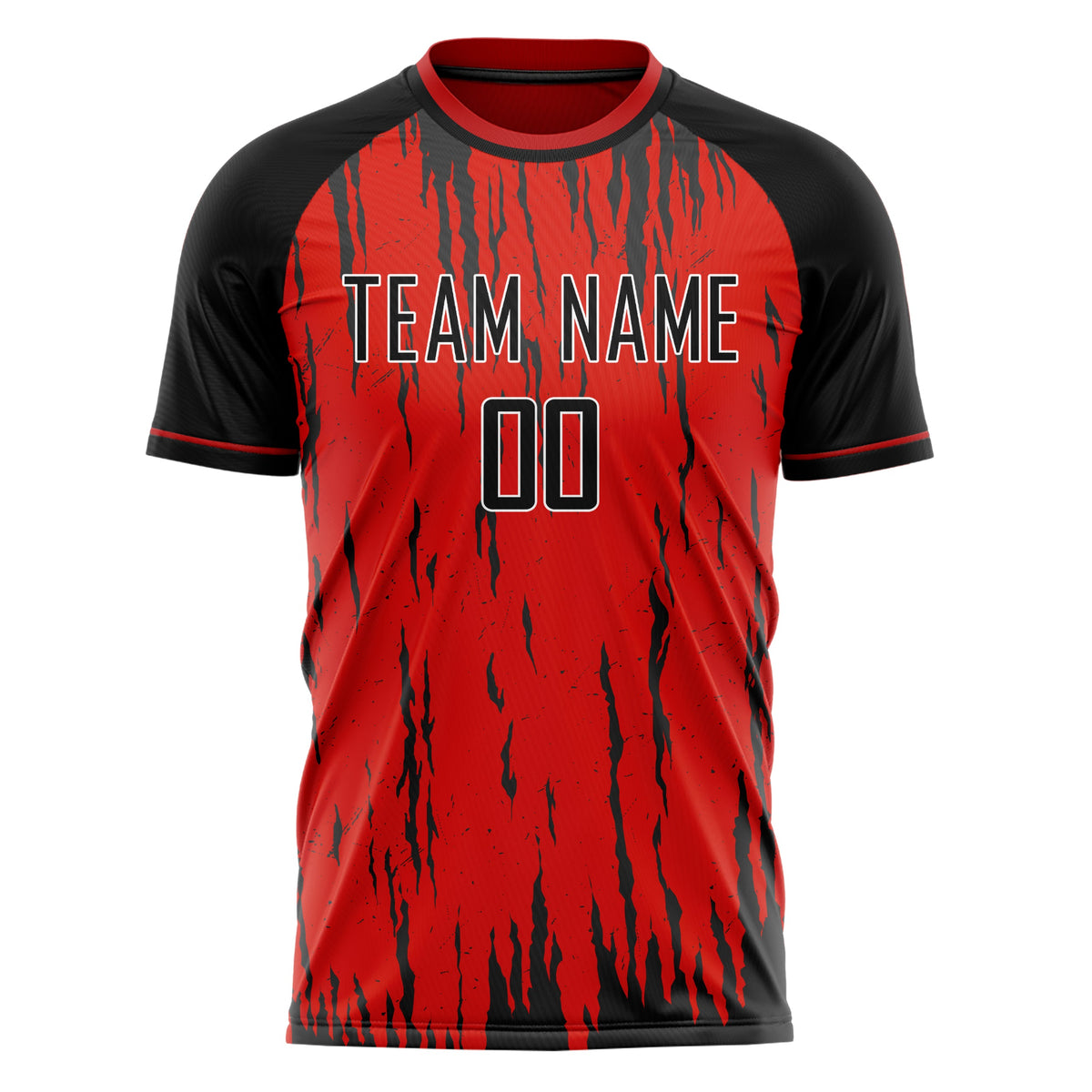 Custom Red Black Pattern Soccer Jersey