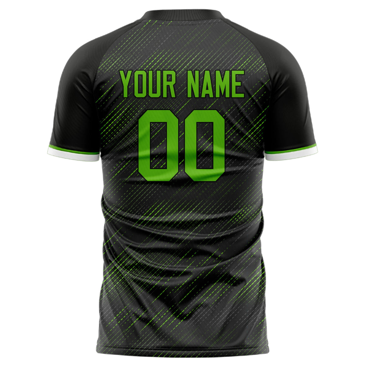 Custom Black Neon Green Pattern Soccer Jersey