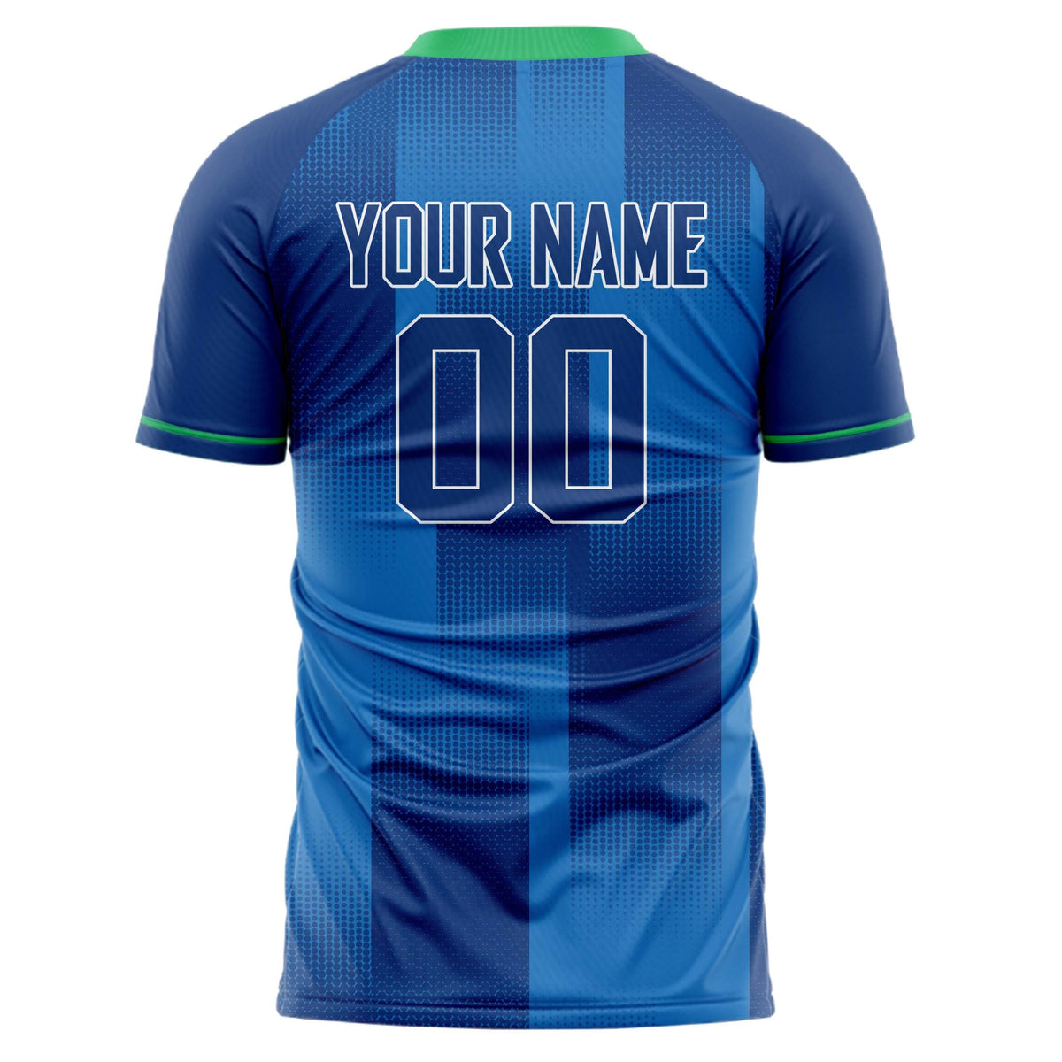 Custom Blue Green Pattern Soccer Jersey