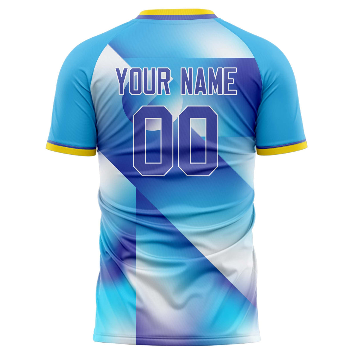 Custom Light Blue Purple Pattern Soccer Jersey