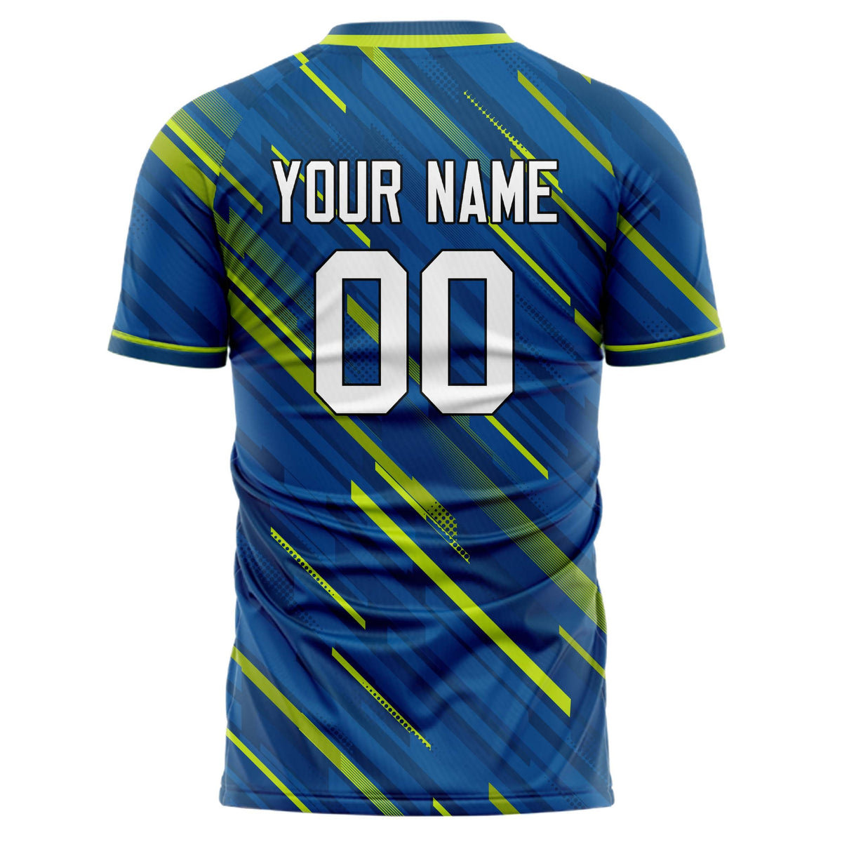 Custom Blue Green Pattern Soccer Jersey