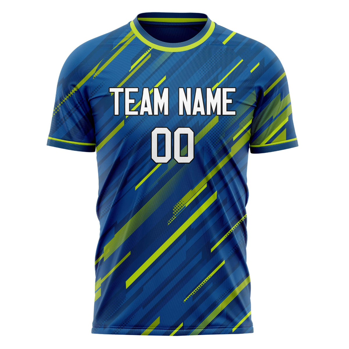 Custom Blue Green Pattern Soccer Jersey