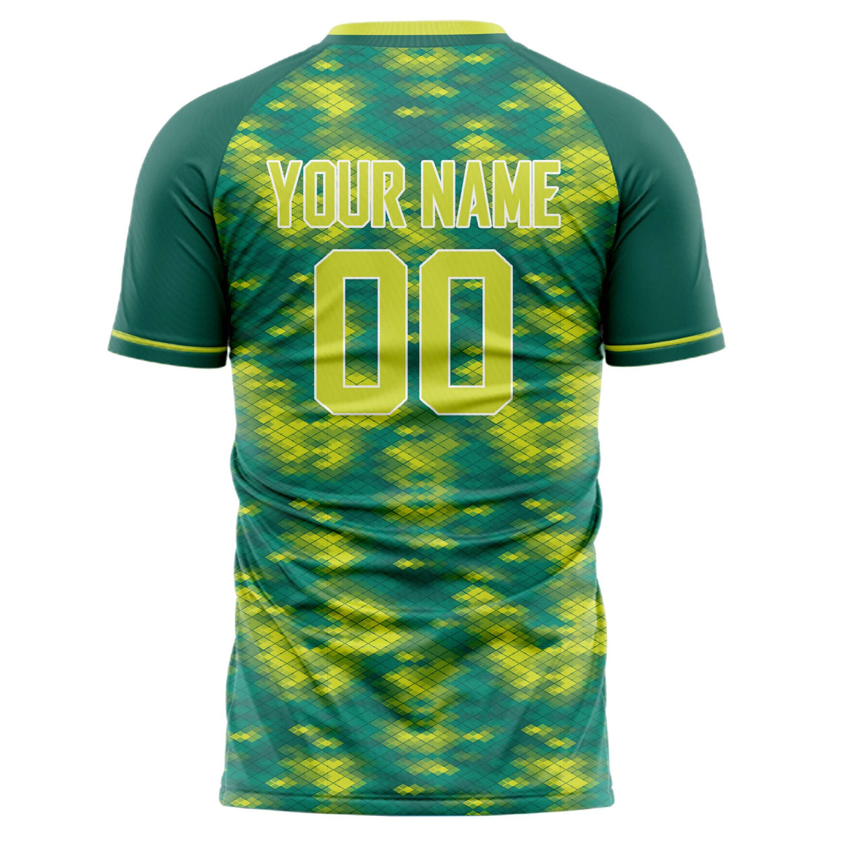 Custom Teal Green Pattern Soccer Jersey