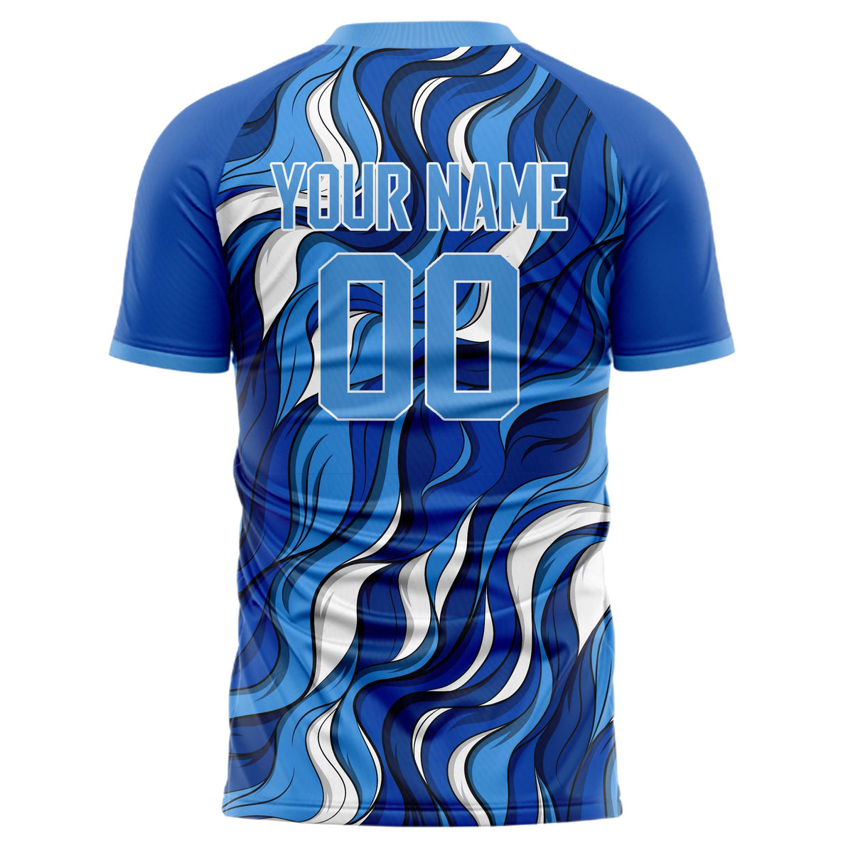 Custom Blue White Pattern Soccer Jersey