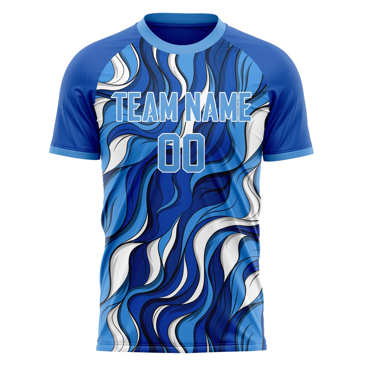 Custom Blue White Pattern Soccer Jersey