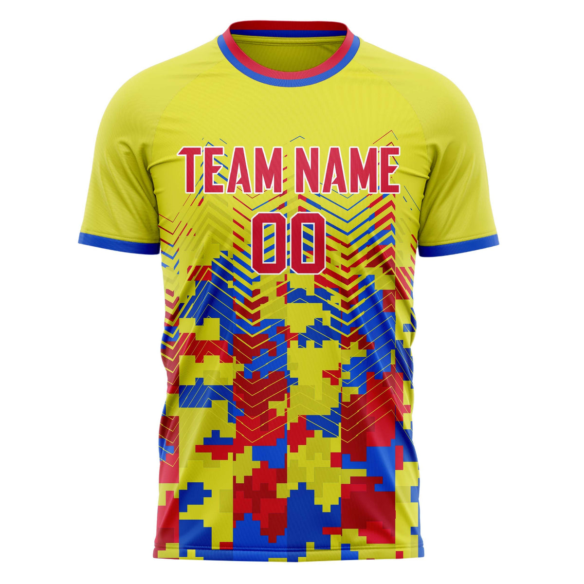 Custom Yellow Pink Pattern Soccer Jersey