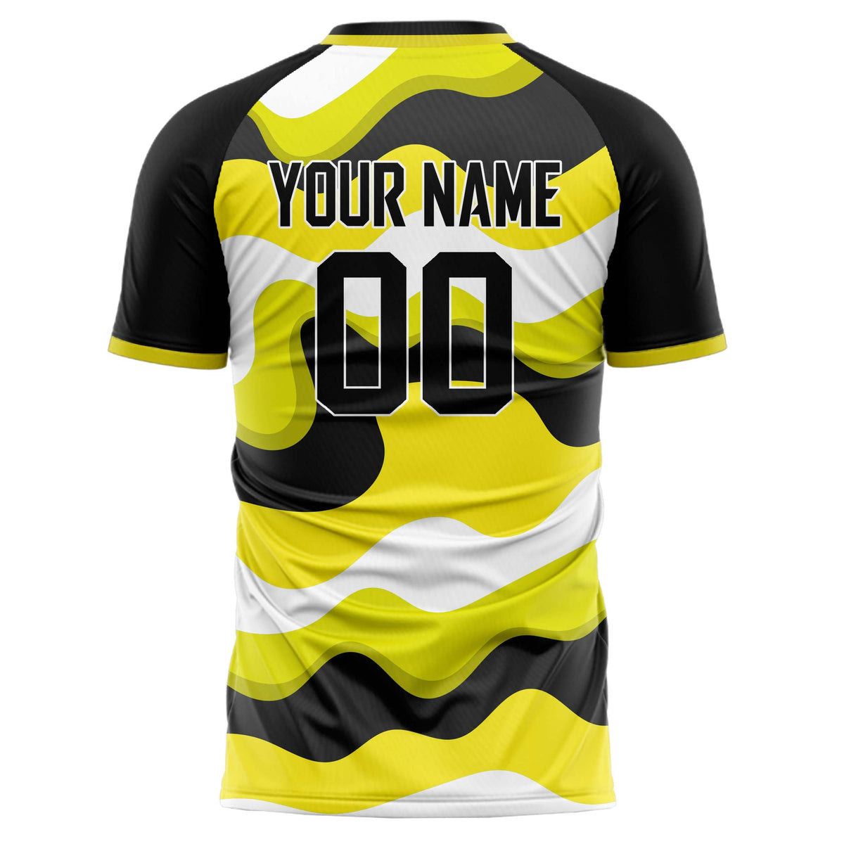 Custom Yellow Black Pattern Soccer Jersey