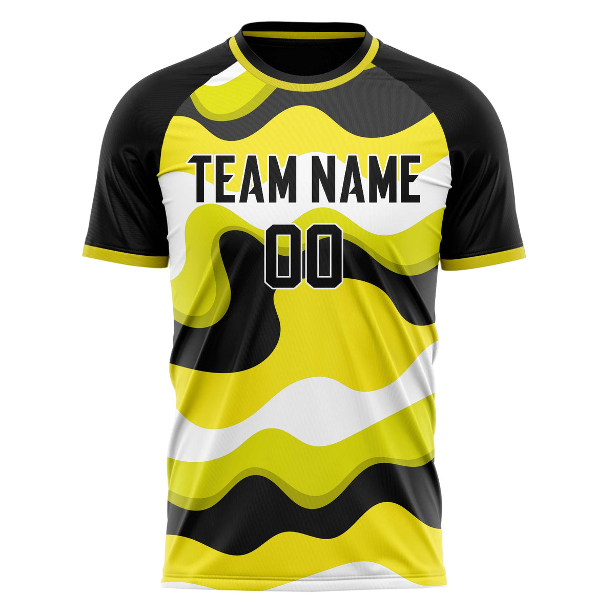 Custom Yellow Black Pattern Soccer Jersey