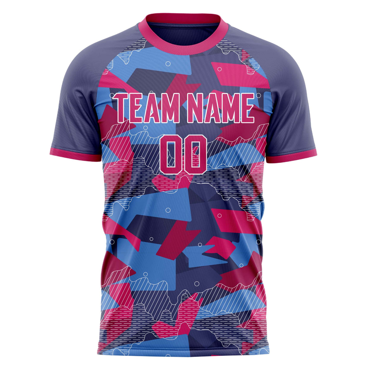 Custom Pink Blue Pattern Soccer Jersey