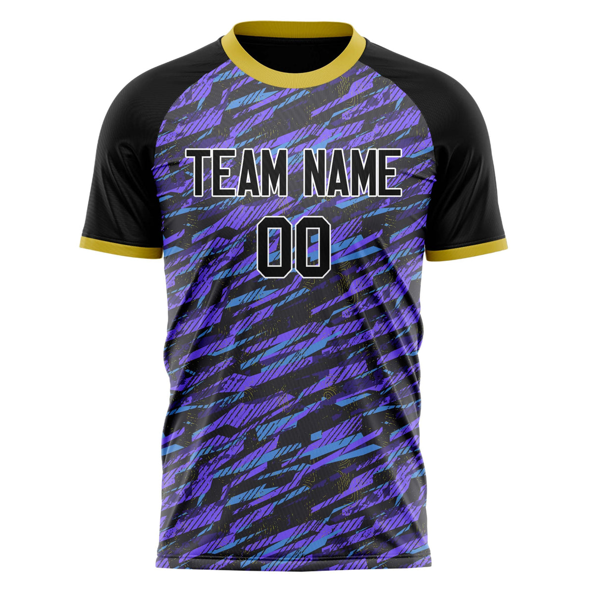 Custom Purple Black Pattern Soccer Jersey