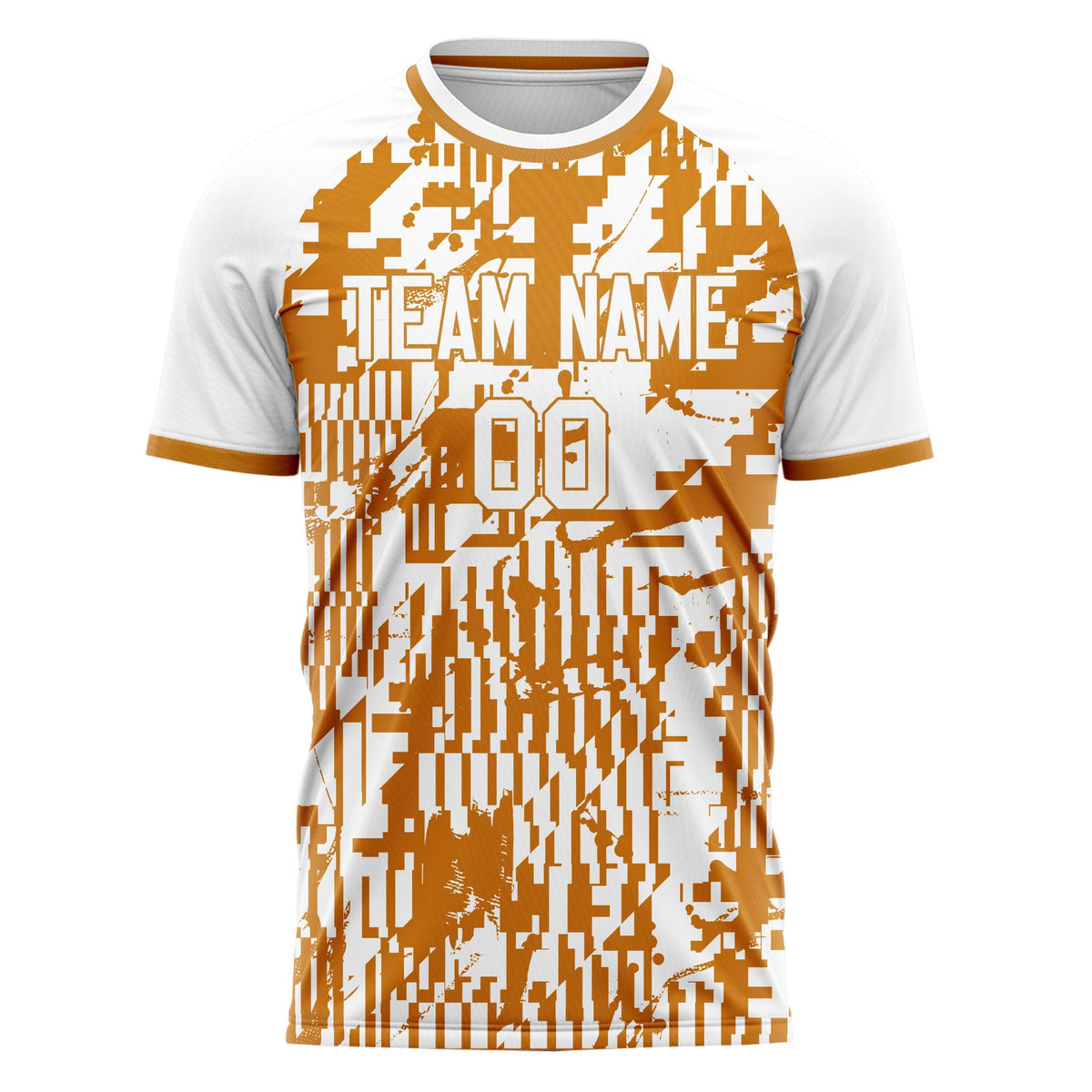 Custom White Orange Pattern Soccer Jersey