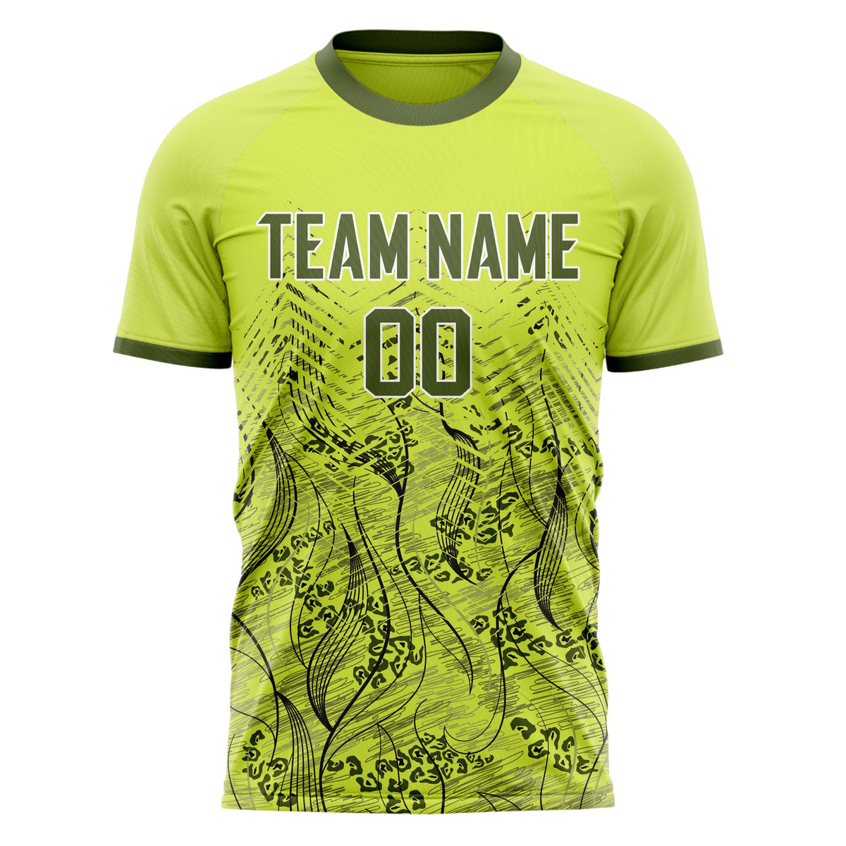 Custom Green Gray Pattern Soccer Jersey