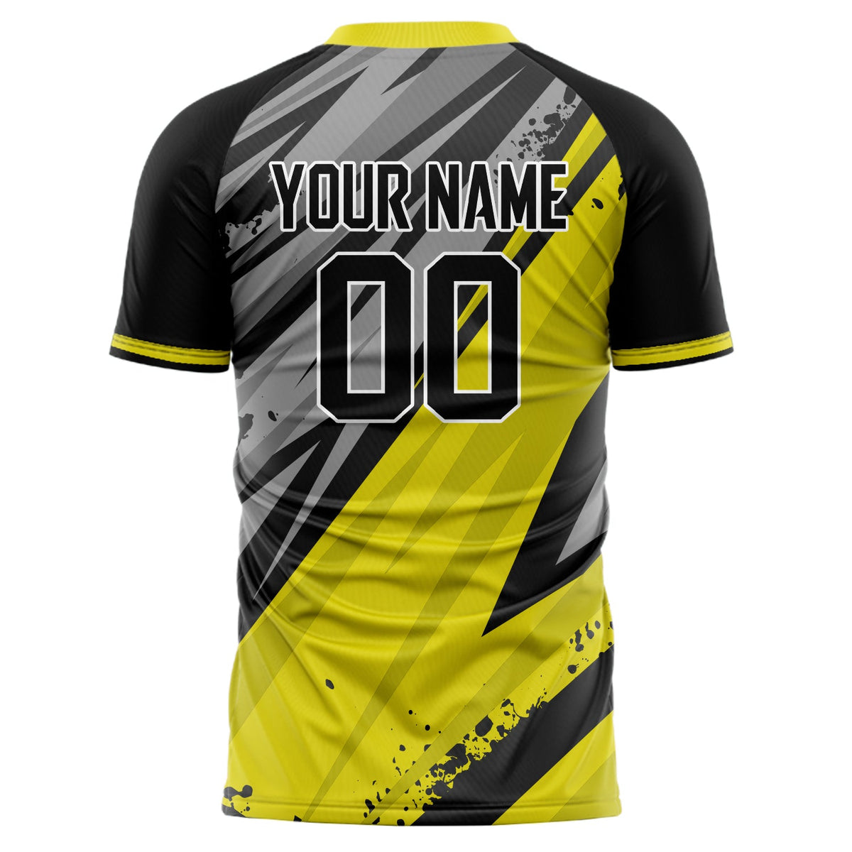 Custom Yellow Black Pattern Soccer Jersey