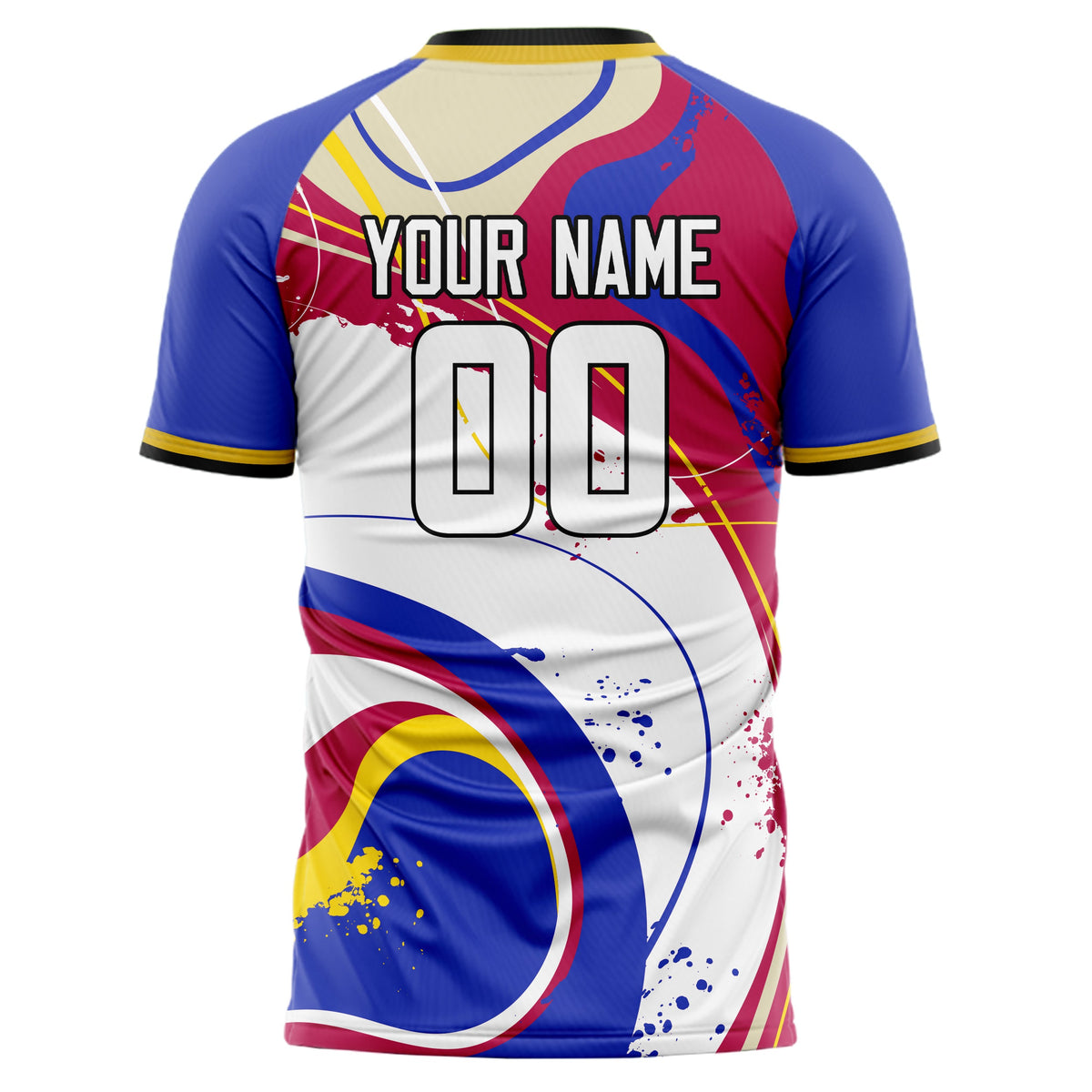 Custom White Blue Pattern Soccer Jersey