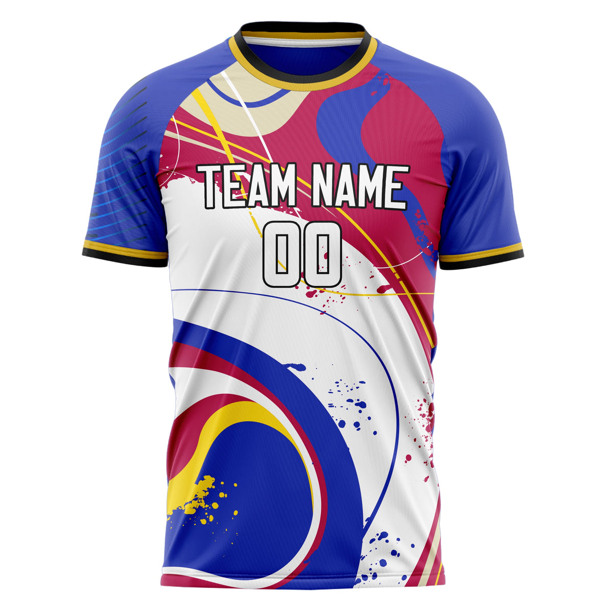 Custom White Blue Pattern Soccer Jersey