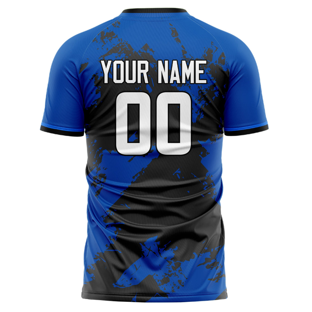 Custom Royal Black Pattern Soccer Jersey