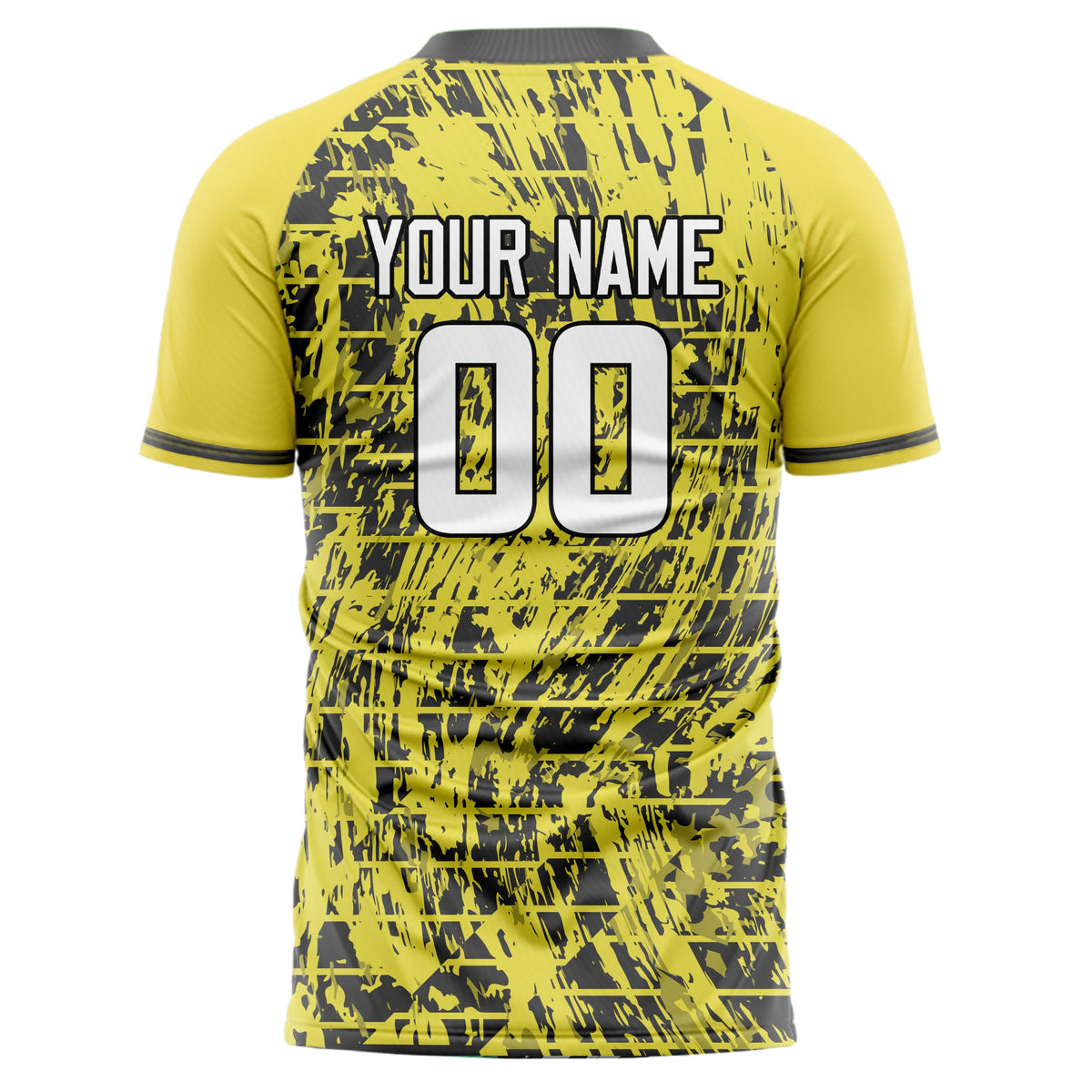 Custom Yellow Gray Pattern Soccer Jersey