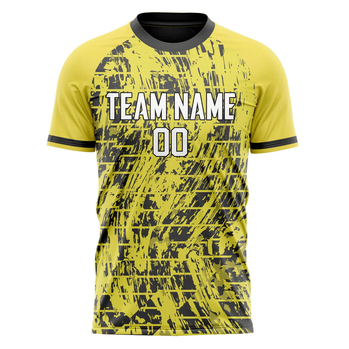 Custom Yellow Gray Pattern Soccer Jersey