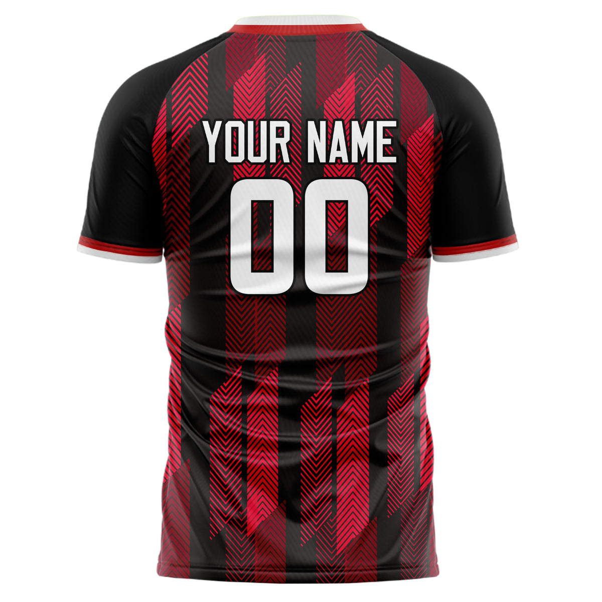 Custom Red Black Pattern Soccer Jersey