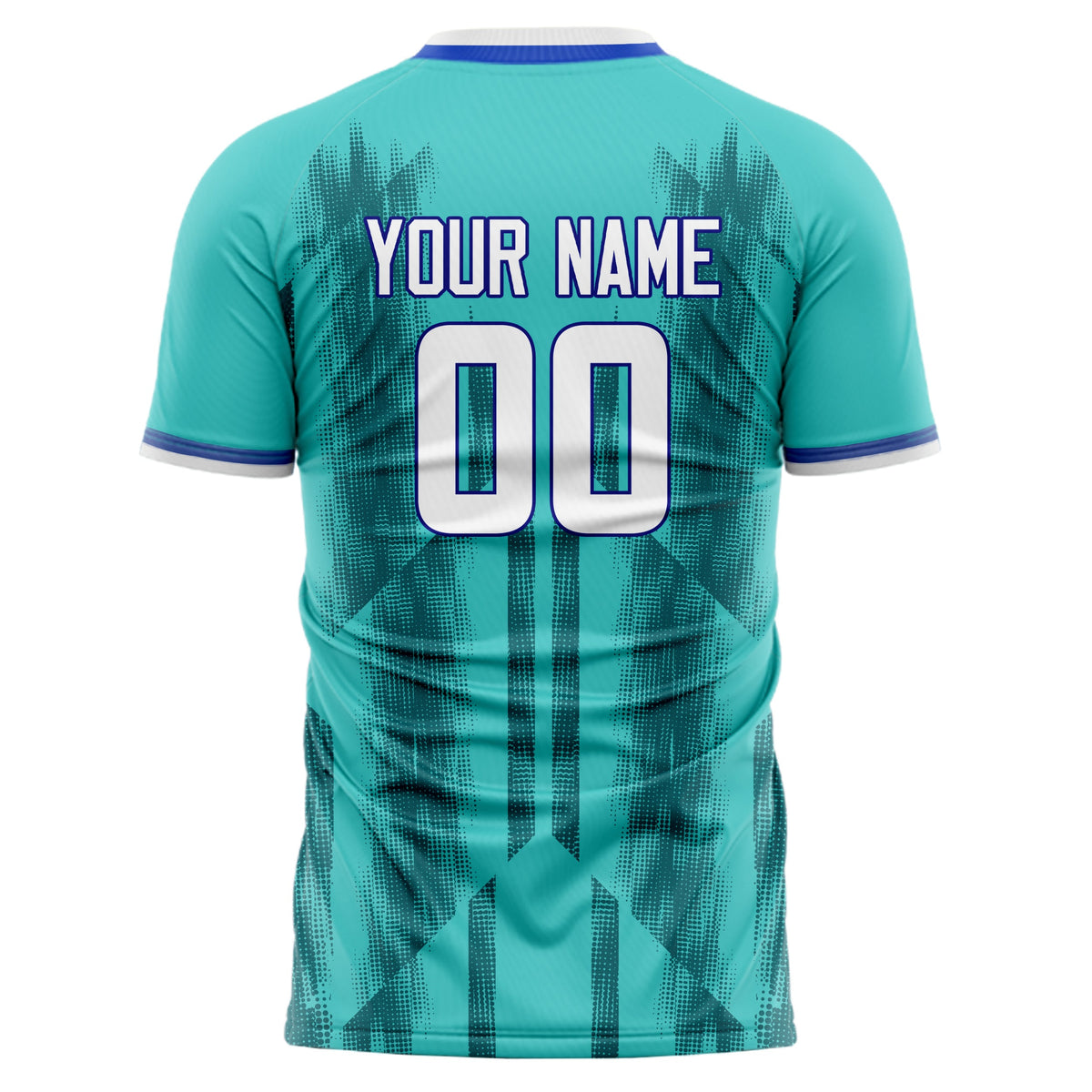 Custom Teal White Pattern Soccer Jersey