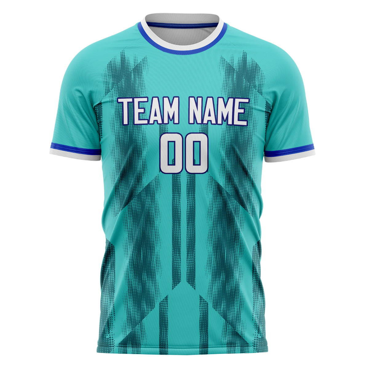 Custom Teal White Pattern Soccer Jersey