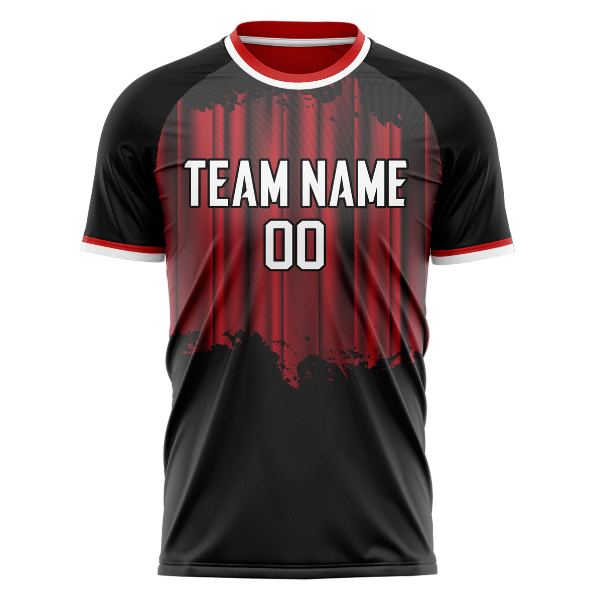 Custom Black Red Pattern Soccer Jersey