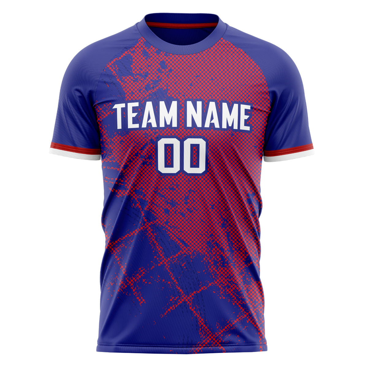 Custom Navy Red Pattern Soccer Jersey