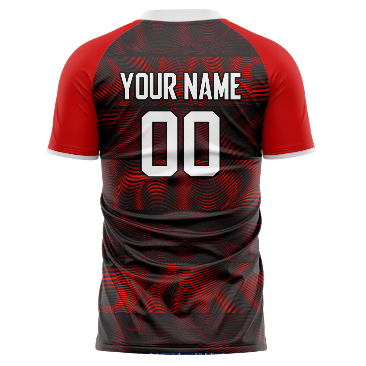 Custom Black Red Pattern Soccer Jersey