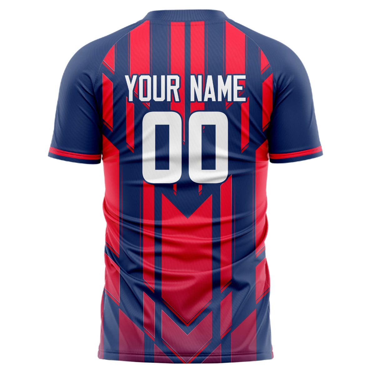 Custom Navy Red Pattern Soccer Jersey